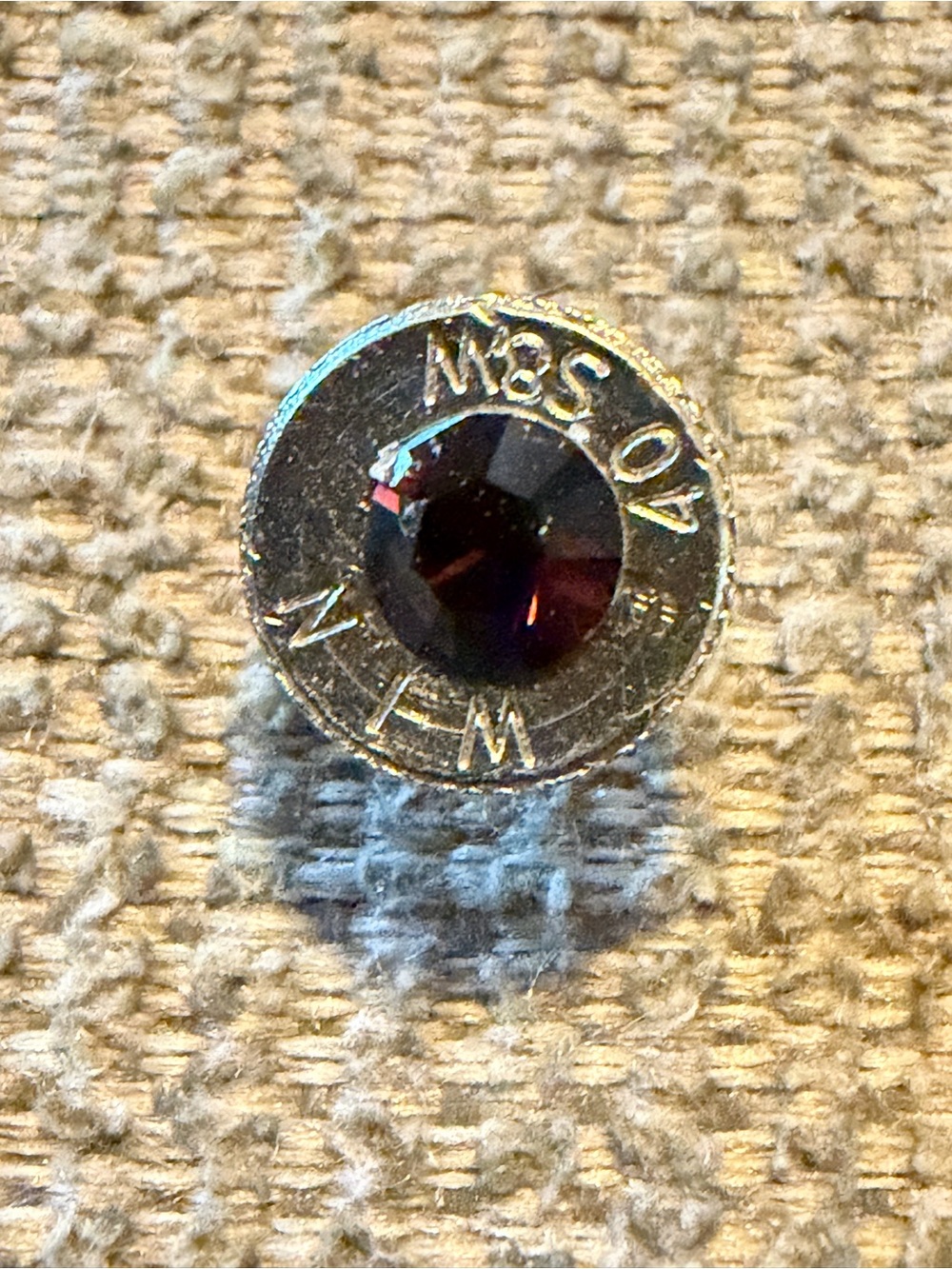 Bullet Slice Tie-Tack with Burgundy Swarovski crystal